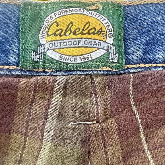 Cabela's Blue Jeans Men's Size 42x30 Brown Flannel Lined Relaxed Denim High Rise - Picture 9 of 14